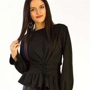 NWT modbod Black Boatneck Corset Top